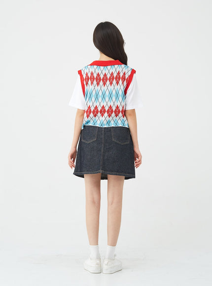Vintage Color Denim Mini Skirt BG04