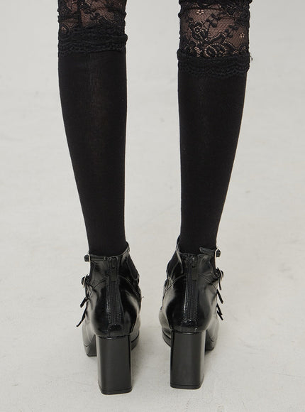 Square Toe Buckle Heels BF303