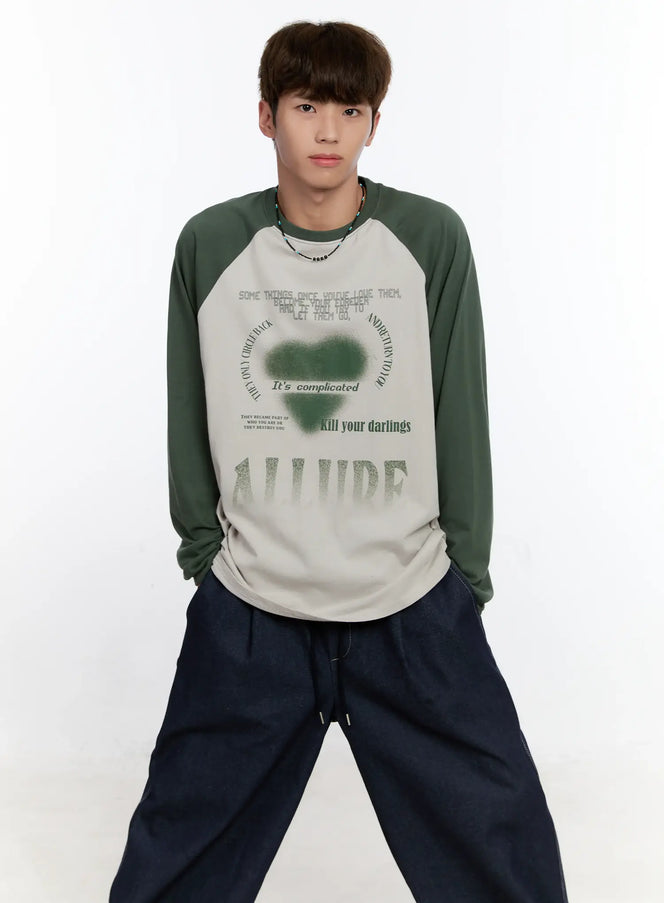 Men's Graphic Raglan Long Sleeve T-Shirt IS529