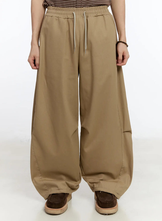 mens-wide-leg-cotton-pants-ia507 / Beige