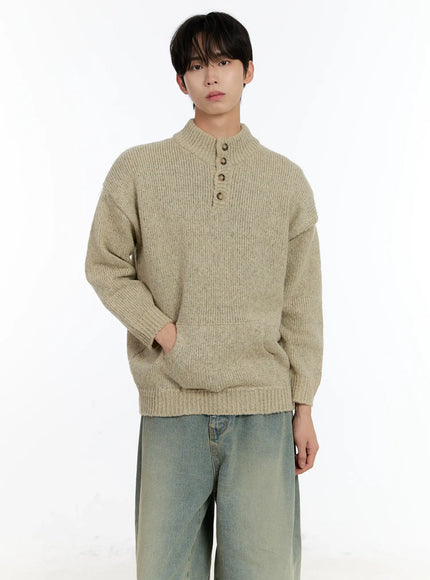 mens-henley-knit-sweater-id502 / Beige