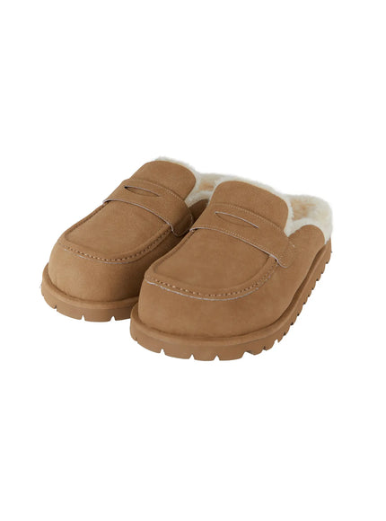 casual-faux-mule-slip-loafers-id515 / Beige