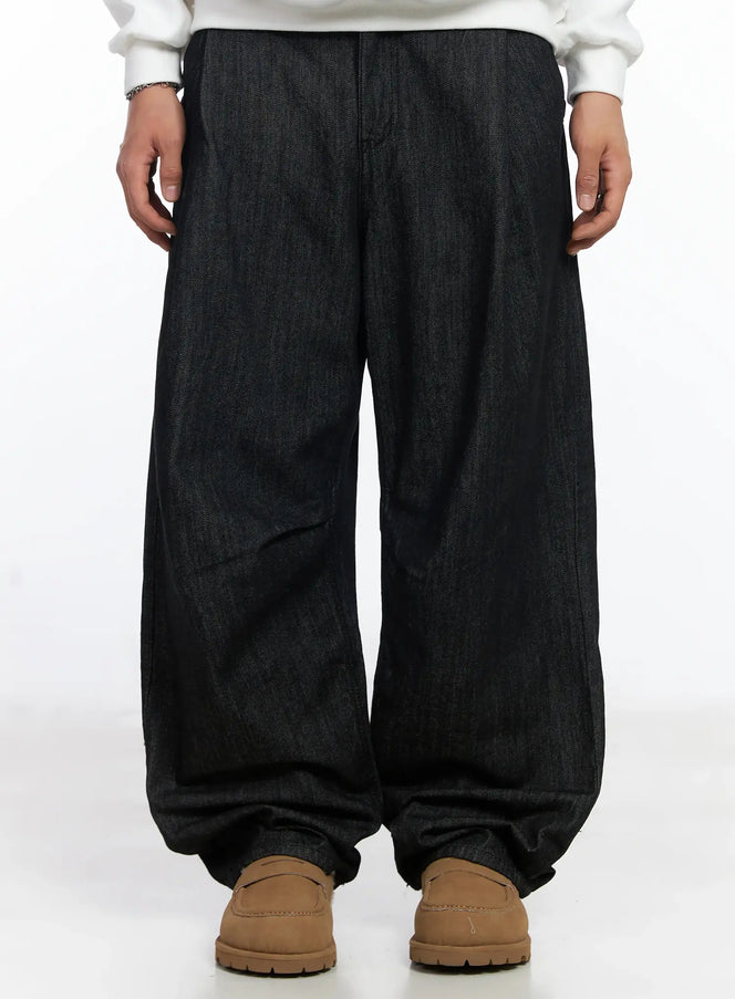 mens-pintuck-curved-fit-jeans-ij527 / Black