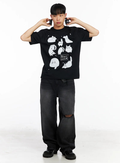 mens-kitty-graphic-t-shirt-ia501 / Black