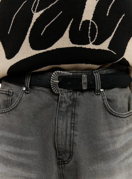 mens-vintage-western-buckle-belt-is530 / Black