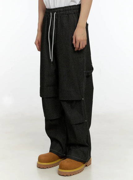 mens-striped-pintuck-jeans-in503 / Black