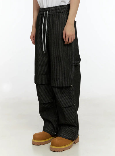 mens-striped-pintuck-jeans-in503 / Black