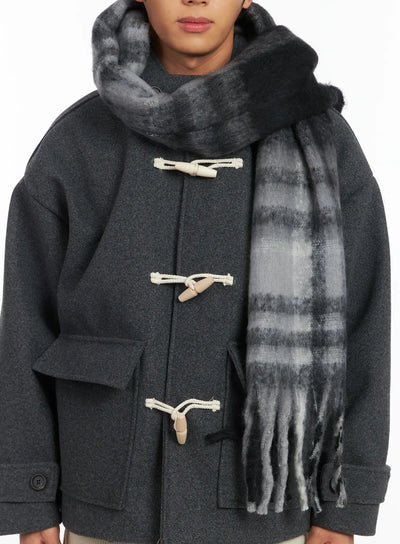 classic-plaid-wool-scarf-id511 / Black