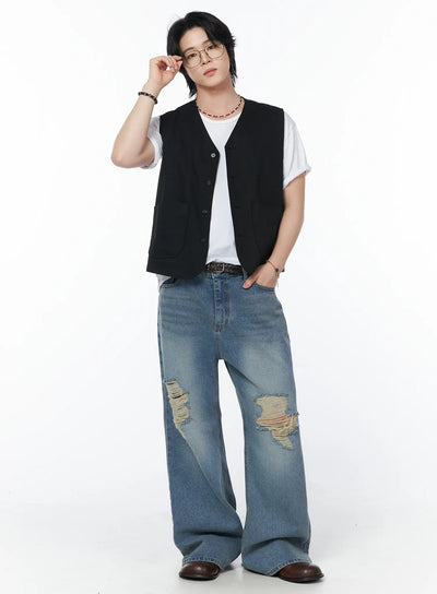 mens-casual-cotton-vest-iy525 / Black