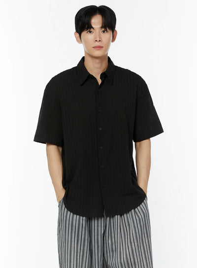 mens-roll-up-sleeve-shirt-iu504 / Black