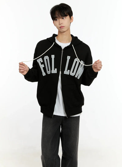 mens-follow-me-zip-up-hoodie-io531 / Black