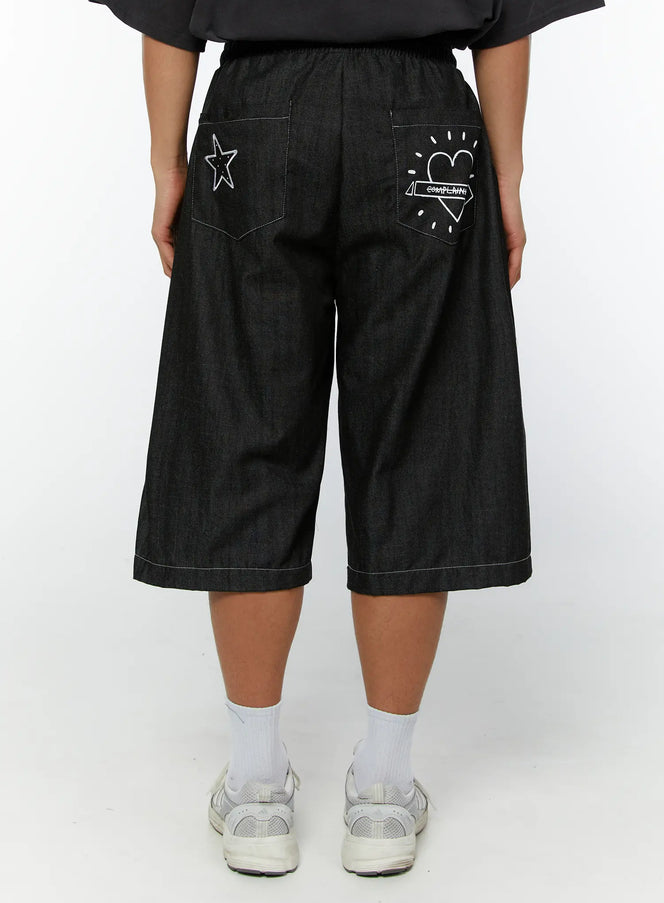 mens-embroidered-bermuda-jorts-iy514 / Black
