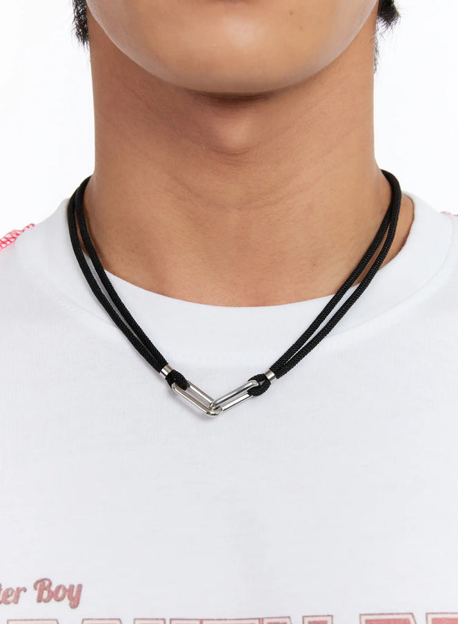 bold-link-statement-chain-necklace-in528 / Black