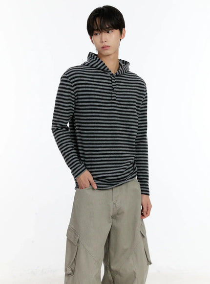 mens-striped-layered-hoodie-id502 / Black