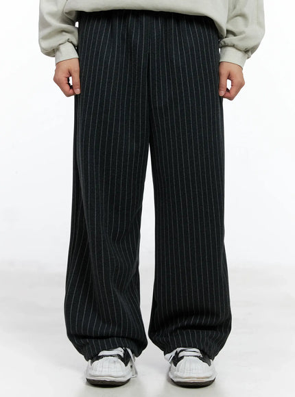 mens-stripe-wide-leg-pants-black-in518-1 / Black