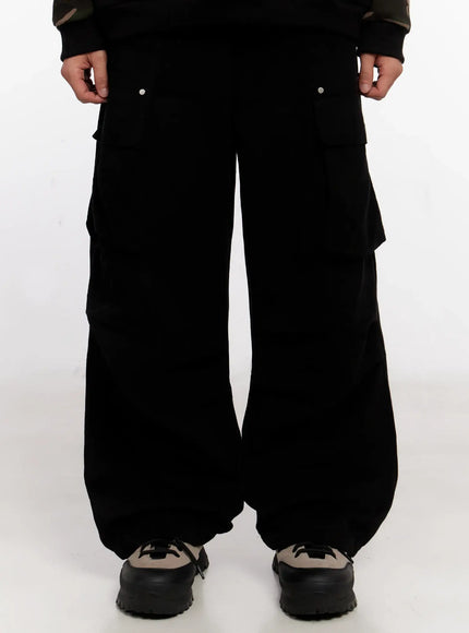 mens-parachute-cargo-pants-io523 / Black