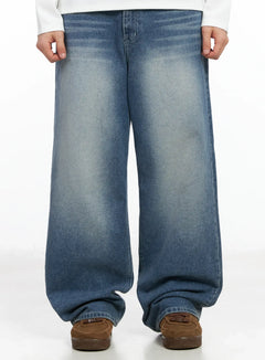 mens-washed-baggy-jeans-im516 / Blue