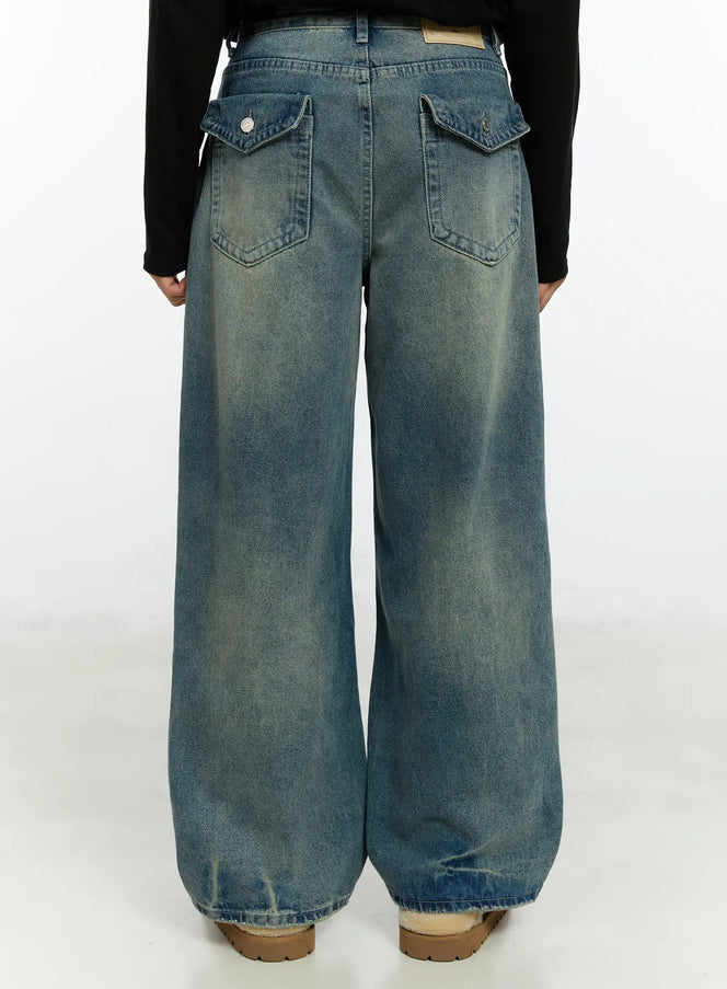 mens-wide-leg-vintage-style-jeans-if510 / Blue