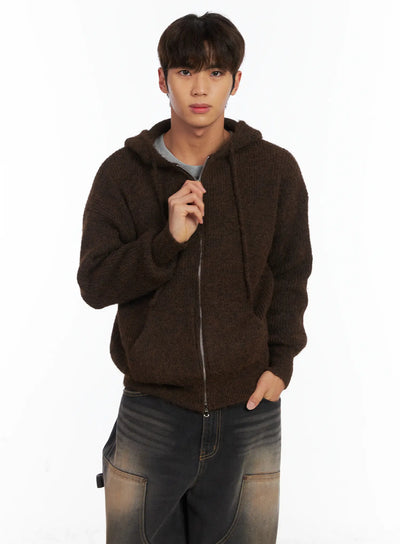 mens-brushed-wool-knit-zip-up-hoodie-id511 / Brown