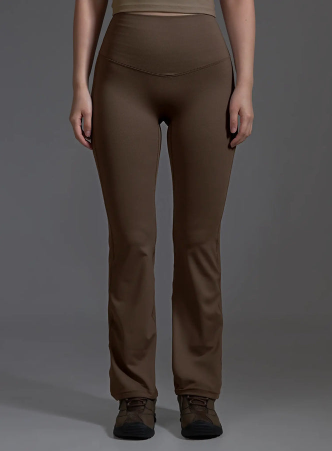 high-waist-bootcut-flare-leggings-brown-io517 / Brown