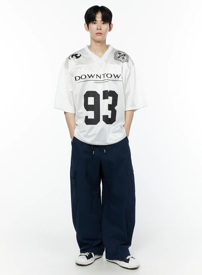 Men's Wide Cargo Pants (Dark Blue) IY506