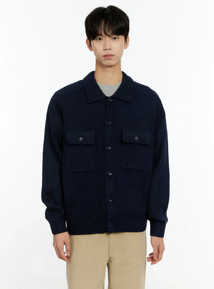 mens-button-up-knit-cardigan-in503 / Dark blue