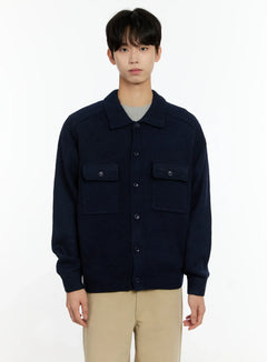 mens-button-up-knit-cardigan-in503 / Dark blue