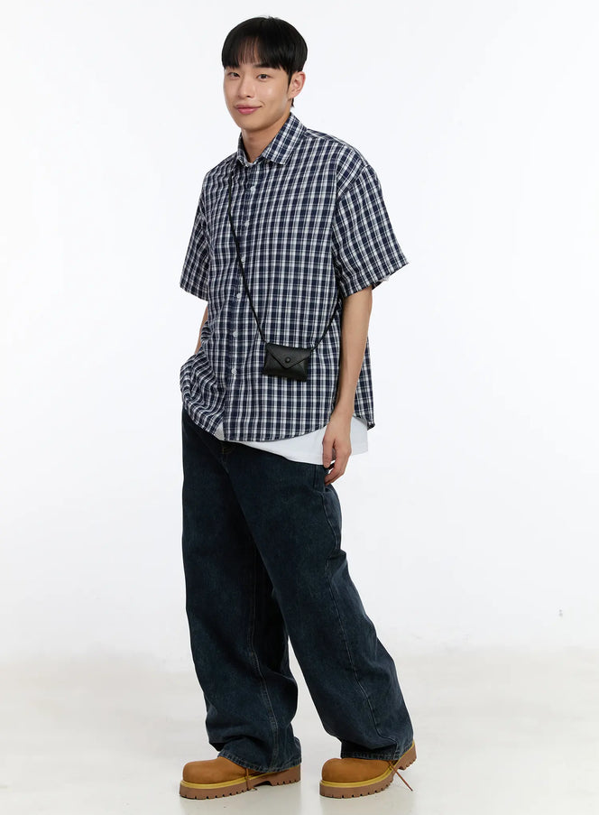 mens-plaid-shirt-ia508 / Dark blue