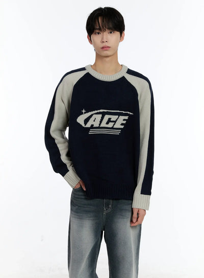 mens-contrast-raglan-knit-pullover-id502 / Dark blue