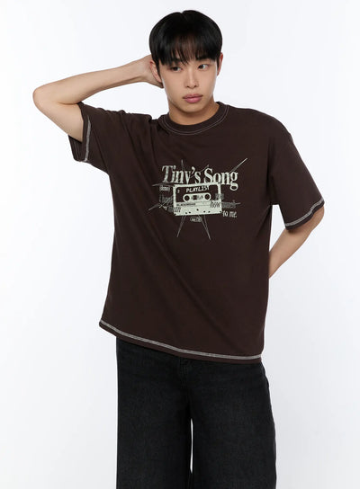mens-graphic-stitch-t-shirt-ia520 / Dark brown