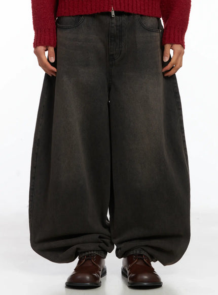 mens-balloon-fit-wide-jeans-ij514 / Dark brown
