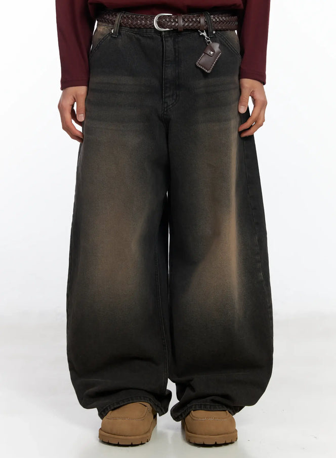 mens-dark-wash-vintage-jeans-if506 / Dark brown