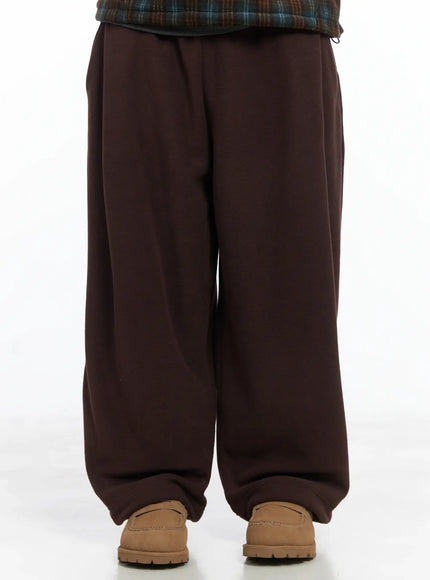 mens-warm-fleece-sweatpants-ij512 / Dark brown