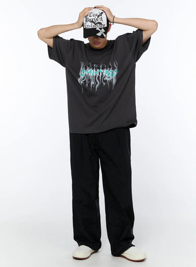 mens-graphic-oversized-tee-ia520 / Dark gray