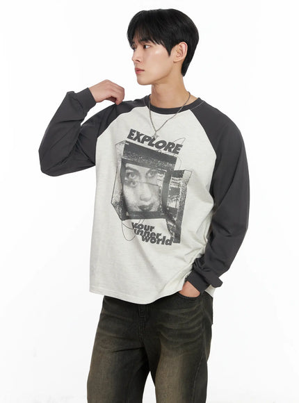 mens-explore-graphic-long-sleeve-tee-ij521 / Dark gray