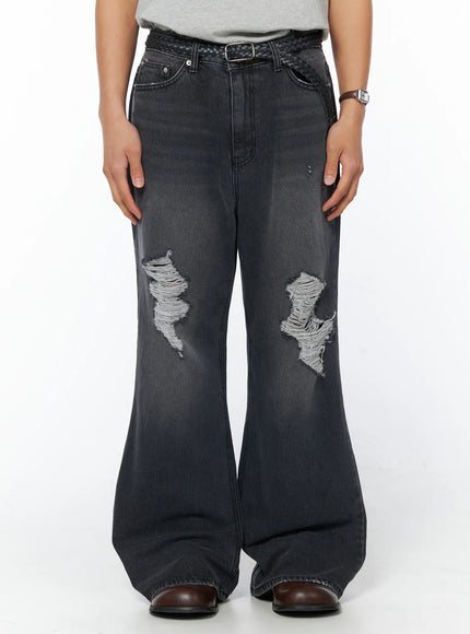 mens-distressed-bootcut-jeans-iu503 / Dark gray