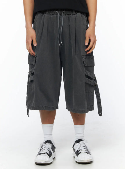 mens-street-style-cargo-bermuda-shorts-iu503 / Dark gray