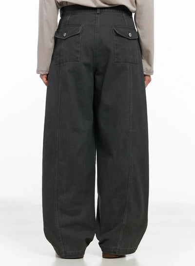 mens-utility-pocket-wide-leg-pants-im516 / Dark gray