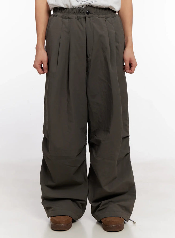 mens-wide-leg-parachute-padded-pants-io523 / Dark gray