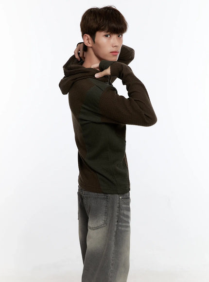 mens-henley-hooded-sweater-is530 / Dark green