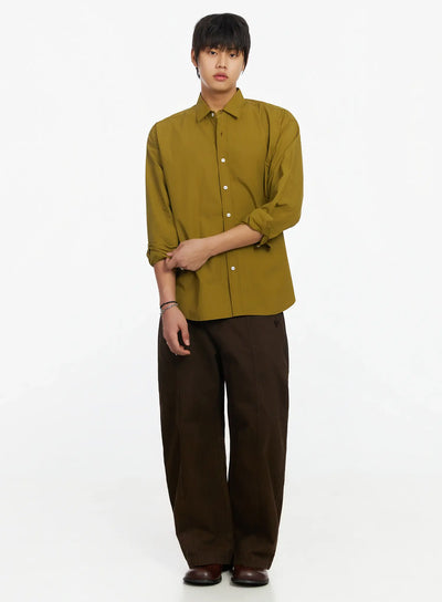 mens-classic-button-up-shirt-if503 / Dark green