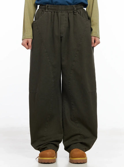 mens-wide-fit-cotton-pants-im511 / Dark green