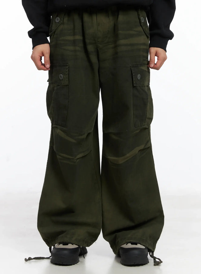 dark-green-wide-cargo-pants-id515 / Dark green
