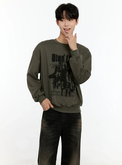 mens-urban-casual-graphic-sweatshirt-io531 / Dark green