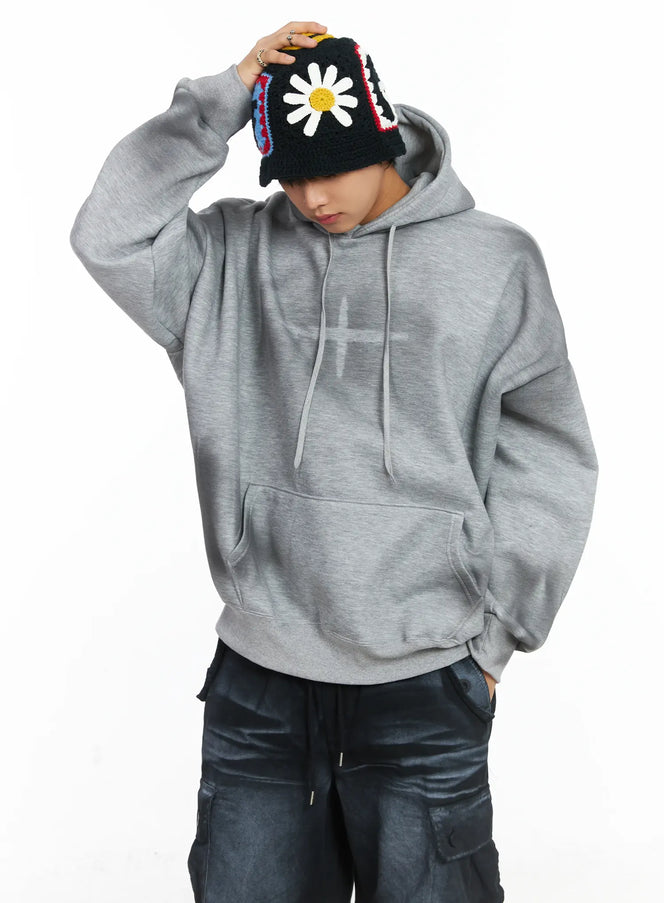 mens-spray-graphic-fleece-lined-hoodie-ij512 / Gray