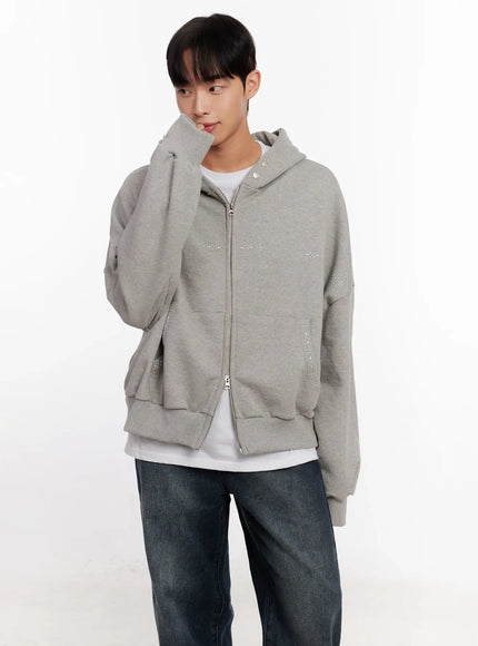 mens-point-stud-zip-up-hoodie-io528 / Gray