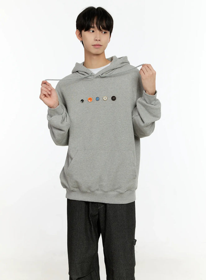 mens-button-detail-hoodie-in503 / Gray