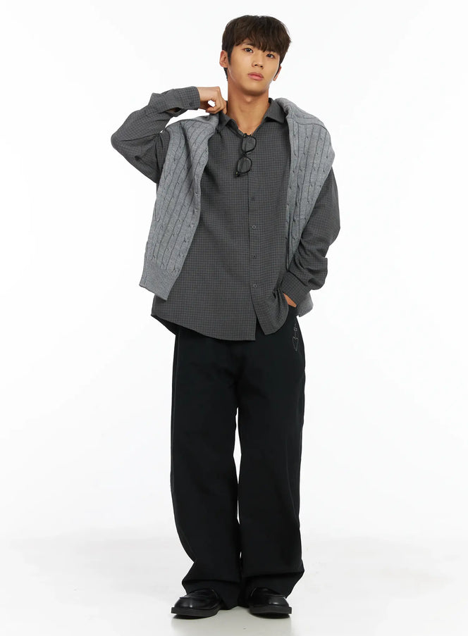 mens-checkered-shirt-ij514 / Gray