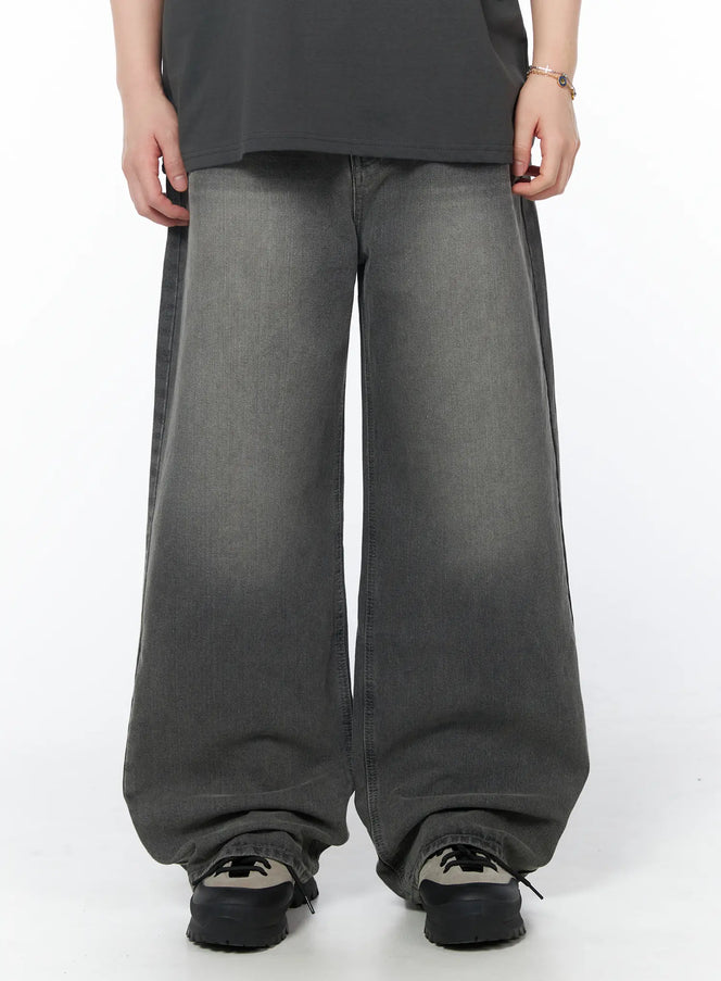 mens-vintage-wide-leg-jeans-iy522 / Gray