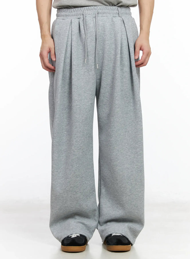 mens-wide-leg-pintuck-sweatpants-im518 / Gray
